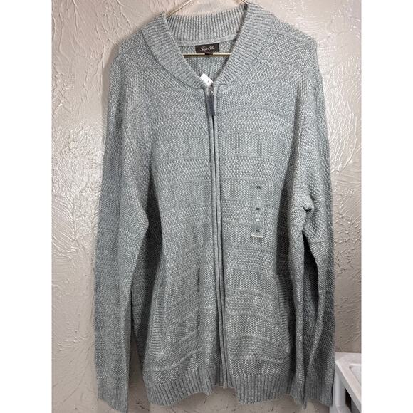 Tasso Elba Sweater Mens Gray Full Zip Lightweight Preppy Cardigan Casual Size XL - Picture 1 of 4